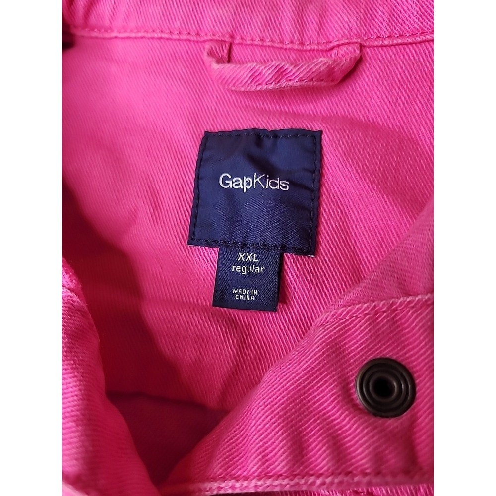 GAP Kids 1969 Denim Jacket Girl XXL Hot Pink Biker Jean Trucker Preppy - Picture 7 of 9